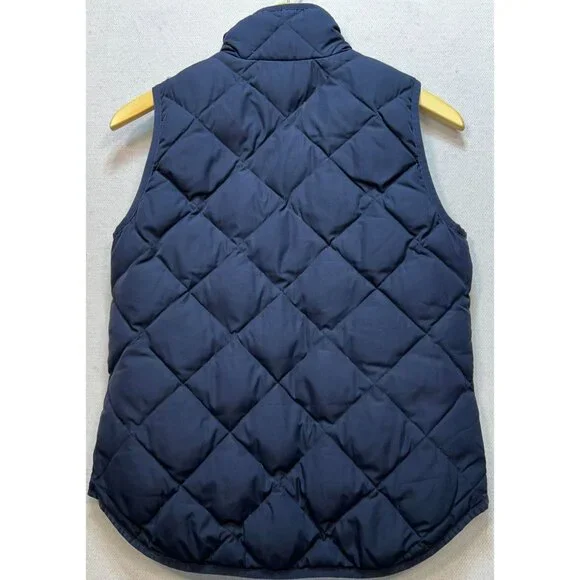 J.Crew Women's Cardigan Quilted Puffer Vest Full Zip Size XS Navy Blue Pockets - Picture 2 of 11